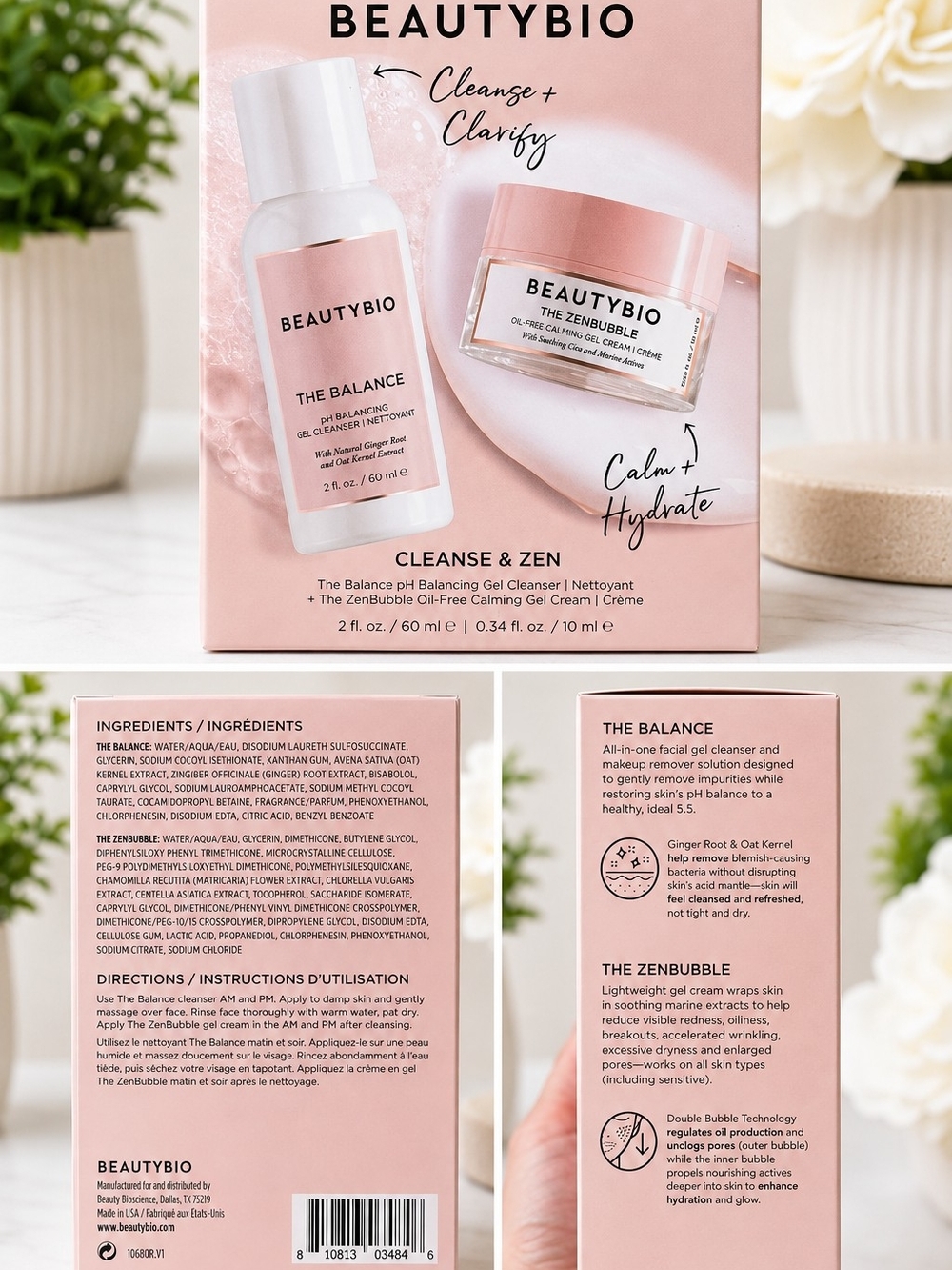NWT BeautyBio The Balance Cleanser & The ZenBubble Gel Cream Set